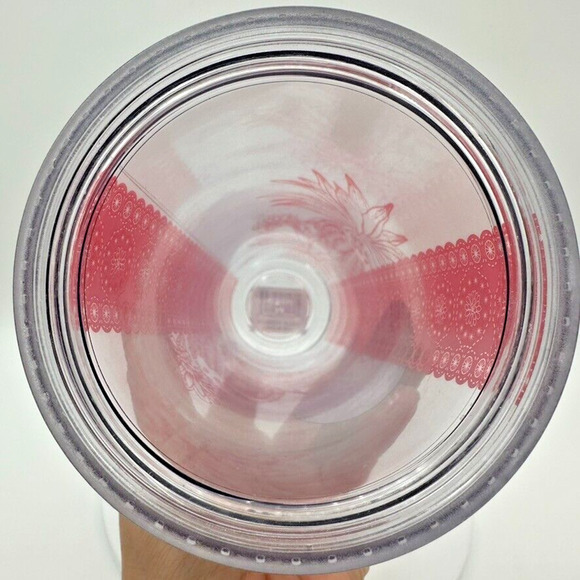 Starbucks 2018 Red Lace Cactus Venti Cold Cup Acrylic Yellow Clear Beach Summer - Picture 7 of 8